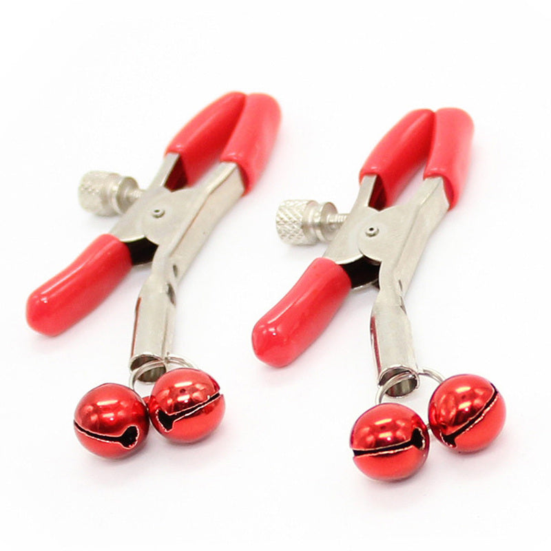 Adjustable Nipple Clamps With Bell - Red - Nipple and Clit Clamps