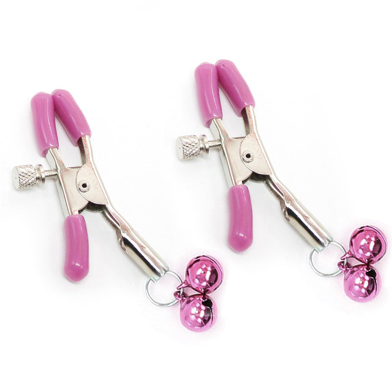 Adjustable Nipple Clamps With Bell - Pink - Nipple and Clit Clamps