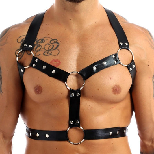 BDStyle Chest Harness Punk Costume Straps with O Rings - Cuffs And Restraints