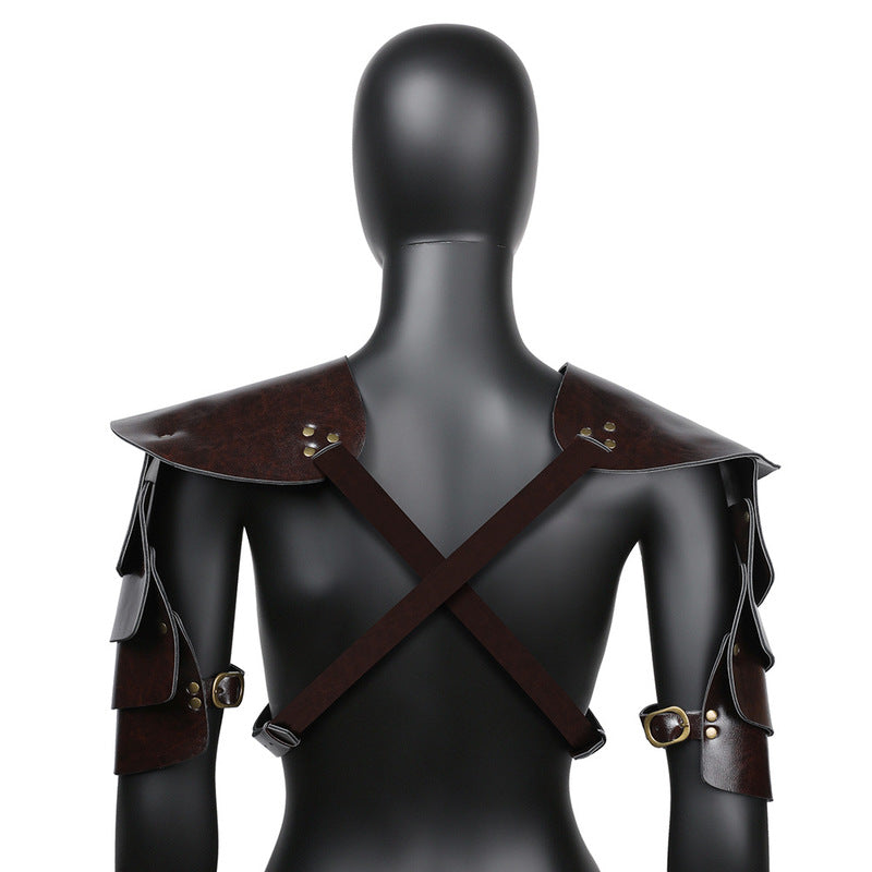 BDStyle Unisex Brown PU Leather Vintage Armor - - Cuffs And Restraints