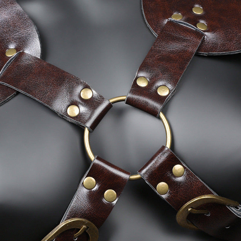 BDStyle Unisex Brown PU Leather Vintage Armor - - Cuffs And Restraints