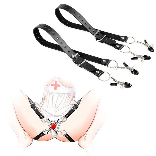 BDStyle Faux Leather Labia Clamp Belt - Pussy And Clit Toys
