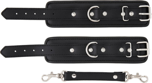 Master Series PU Leather Lined BDSM Play Wrist Cuffs - Cuffs And Restraints
