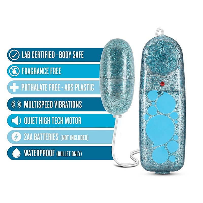 B Yours Glitter Power Bullet - Blue - Bullet Vibrators
