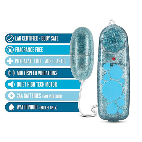 B Yours Glitter Power Bullet - Blue - Bullet Vibrators