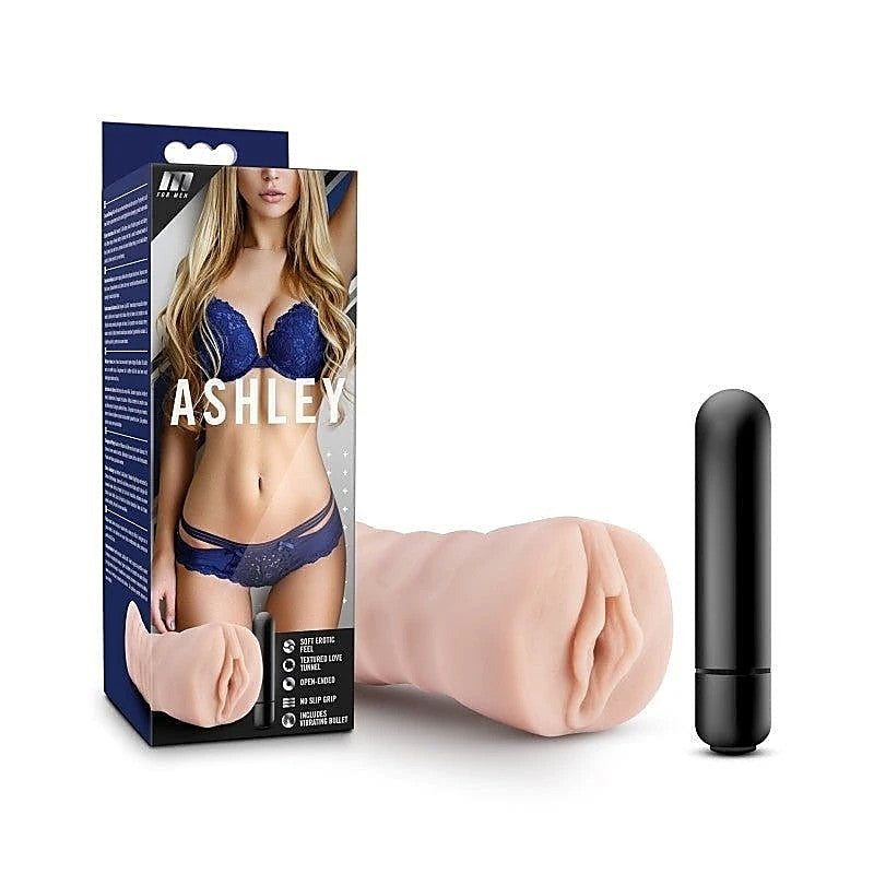 Lifelike Ribbed Vibrating Masturbator - M For Men Ashley - Masturbators and Strokers