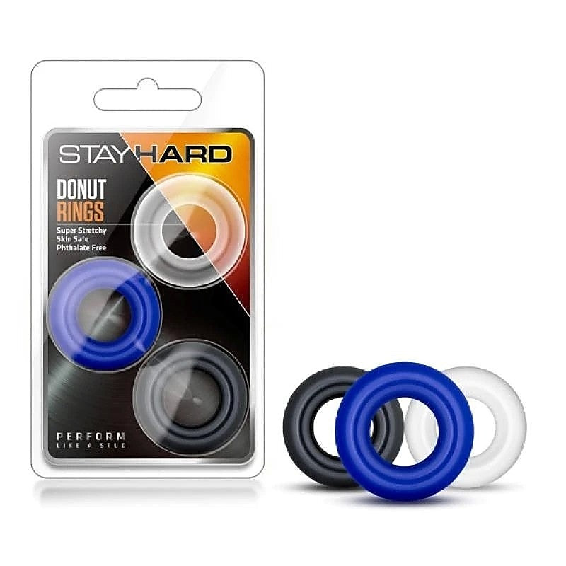 Stay Hard Donut Cock Ring Set By Blush Novelties - Cock Ring Sets