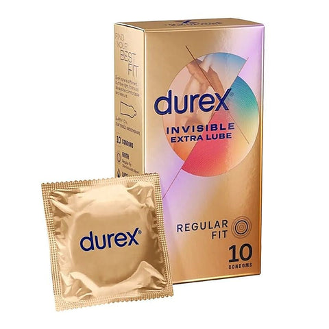 Invisible Extra Lube Condoms 10 Pack by Durex - Condoms