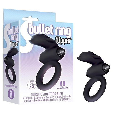 The 9's S-Bullet Cock Ring Flipper by Icon Brands - Vibrating Cock Rings