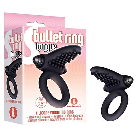 9's S-Bullet Cock Ring - Tongue by Icon Brands - Vibrating Cock Rings