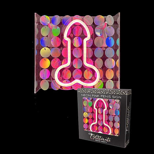 Little Genie Novelty Glitterati Neon Pink Penis Sign
