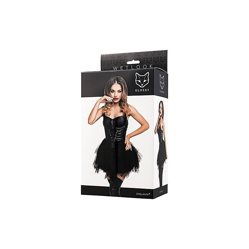 Glossy Elisia Noir Womens Wetlook Dress By Toyfa - Her Fetish