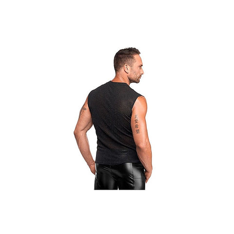 Noir Handmade Onyx Skin Sleeveless Cut Tank Black