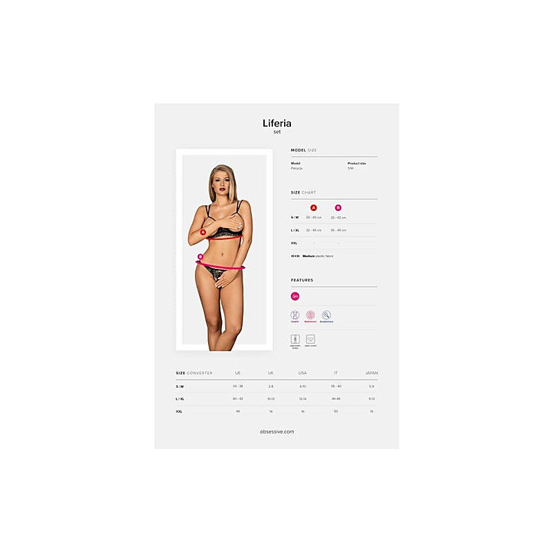 Liferia Sexy Womens Cupless Set By Obsessive - Bras and Bra Sets