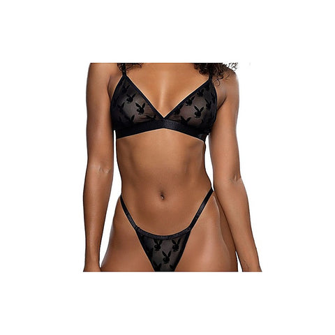 Playboy Burnout Bunny 2 Piece Bra And Panty Set - Bras and Bra Sets