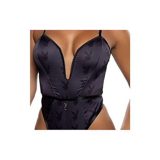 Blackout Bunny Sexy Womens Romper By Playboy Lingerie - Teddies and Bodysuits