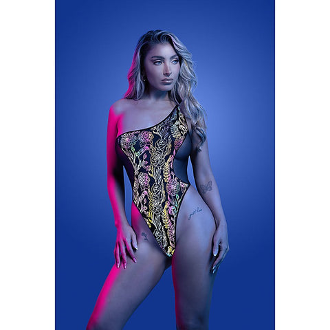 Fantasy Lingerie GLOW Luminescent Flash Teddy Black