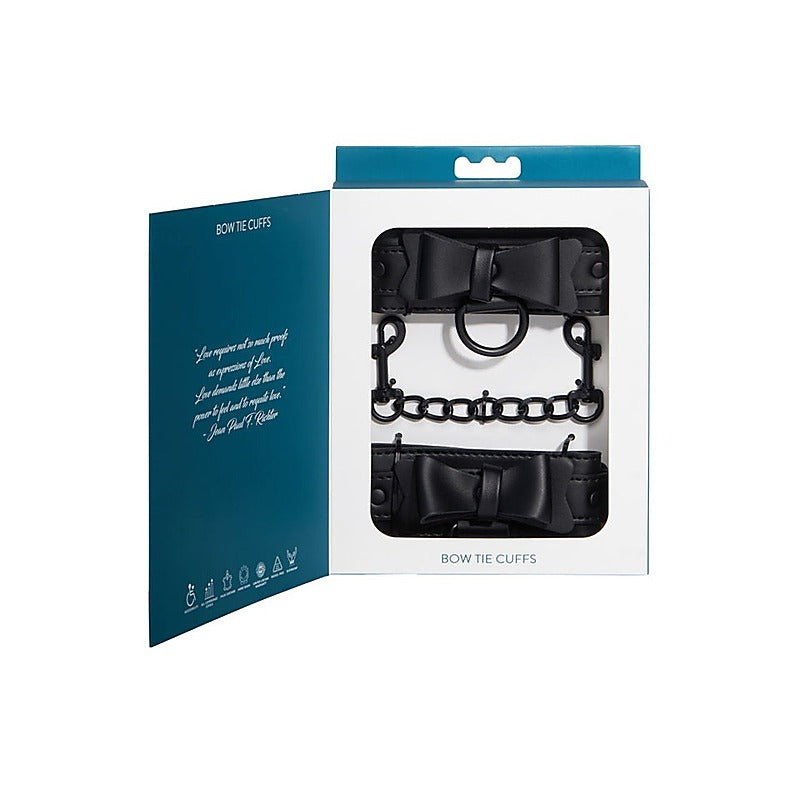 Bow Tie Faux Leather Wrist Cuffs By Sportsheets - Cuffs and Restraints