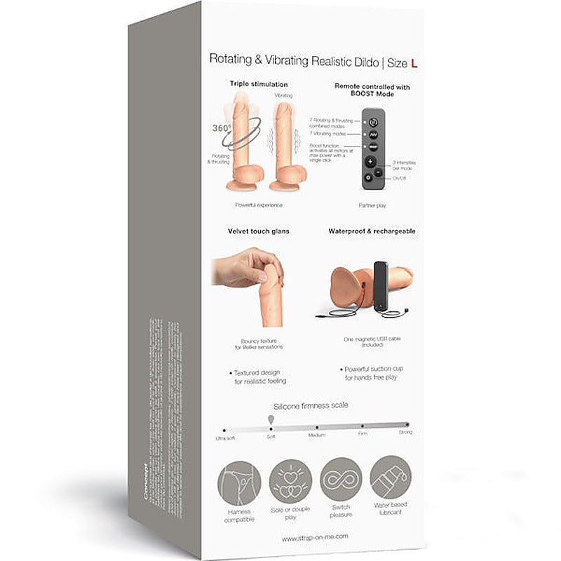 Rotating And Vibrating Realistic Dildo Large By Strap-On-Me - Vibrating Dildos