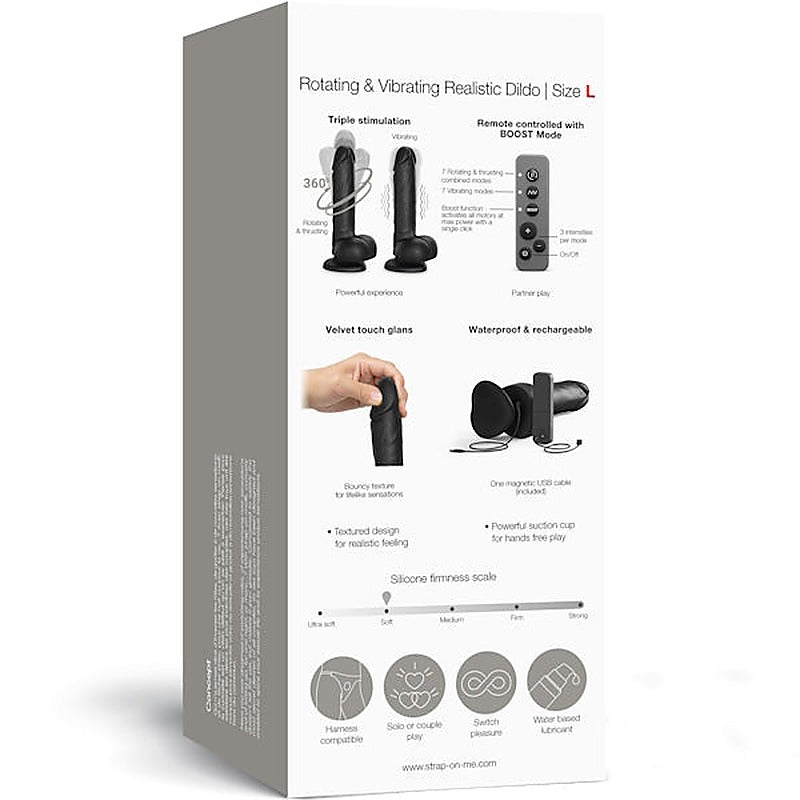 Rotating And Vibrating Realistic Dildo Large By Strap-On-Me - Vibrating Dildos