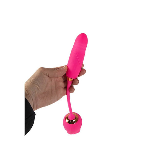 Pink Pussycat Thrusting Rose Vibrator By Cousins Group - Clit Ticklers and Pulsators