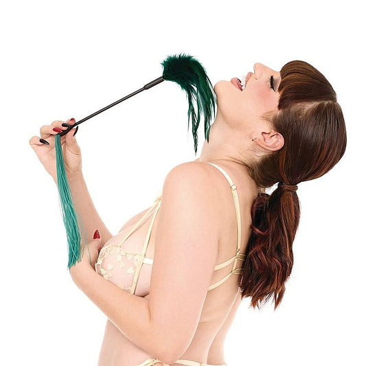 Sex & Mischief Indica Feather Tickler Whip Green