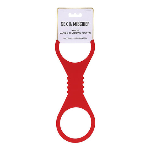 Sex & Mischief Amor Silicone Hand Cuffs Restraints Red - Cuffs And Restraints