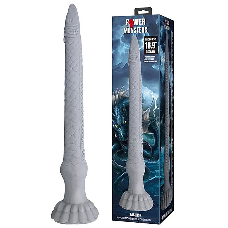 Basilisk 16.9 Inch Rippled Silicone Dildo By Baile - Realistic Dildos