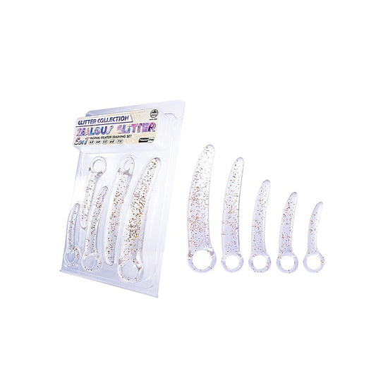 Nanma Zealous Glitter Tpe Dilator Kit Set In Clear Gold - Love Eggs and Kegel Exercisers