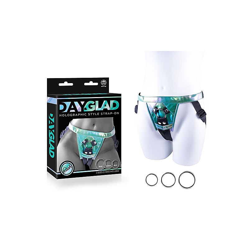 Day-Glad Pu Harness With 3 Different Size Metal Ring - Strap On Sextoys