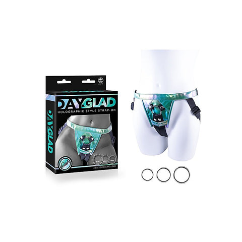 Day-Glad Pu Harness With 3 Different Size Metal Ring - Strap On Sextoys