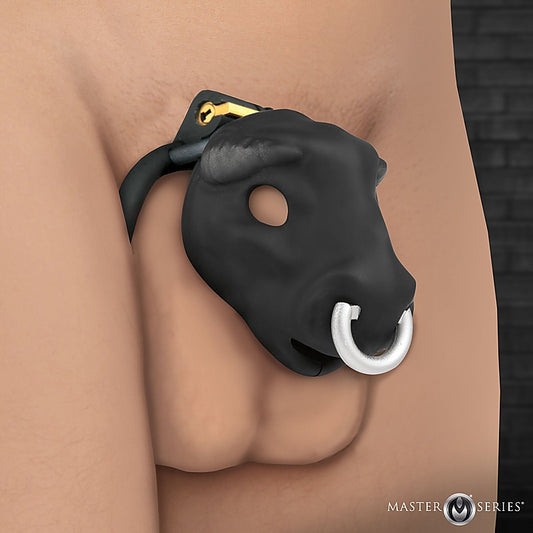 XR Brands Master Series Bull Theme Male Chastity Cage - Male Chastity