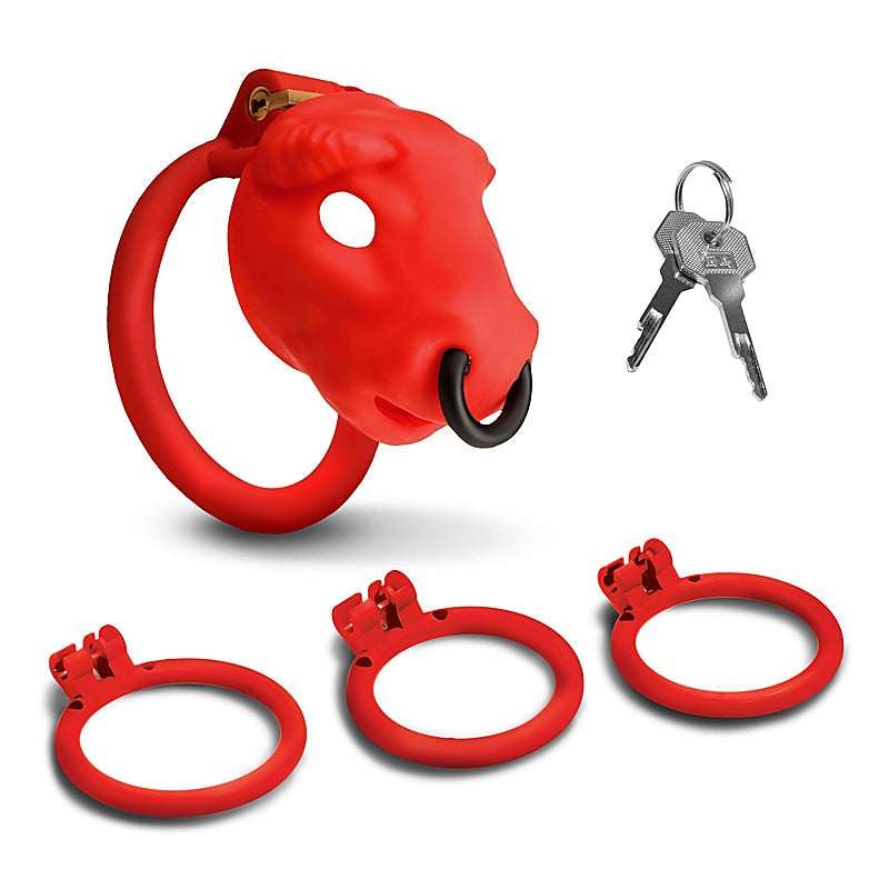 XR Brands Master Series Bull Theme Male Chastity Cage - Male Chastity