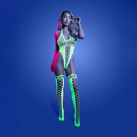 Glow Paradigm Glow In Dark Bodystocking By Fantasy Lingerie - Body Stockings