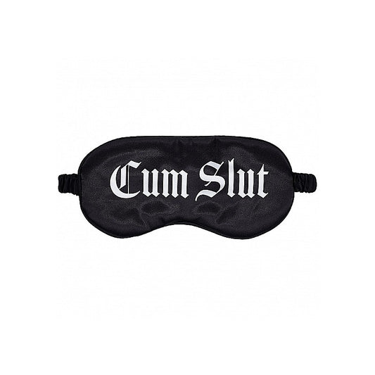 Shots Toys OUCH! Satin Cum Slut Printed Bondage Mask - Masks And Blindfolds