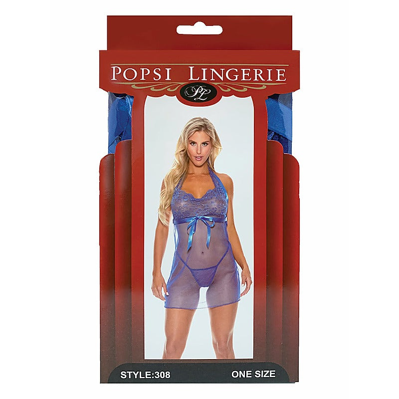 Sexy Womens Mesh And Lace Babydoll By Popsi Lingerie - BabyDolls And Chemises