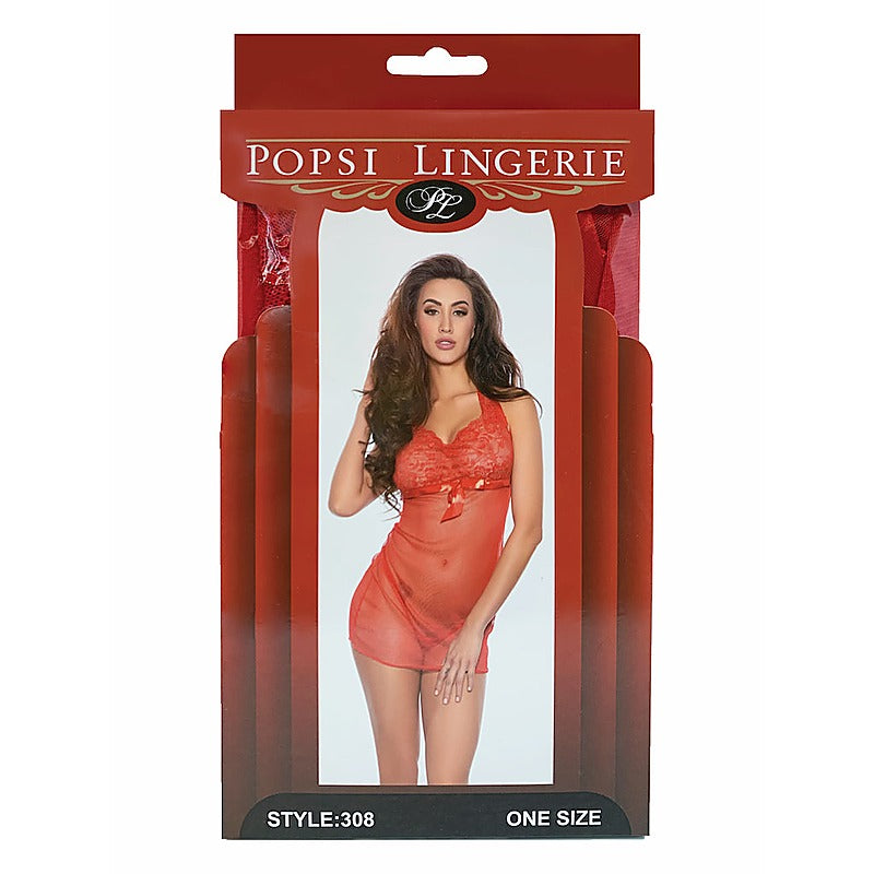 Sexy Womens Mesh And Lace Babydoll By Popsi Lingerie - BabyDolls And Chemises