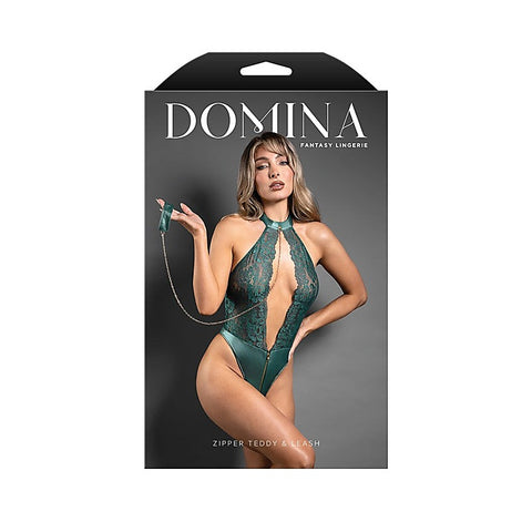 Domina Womens Zipper Teddy & Leash By Fantasy Lingerie - Her Fetish