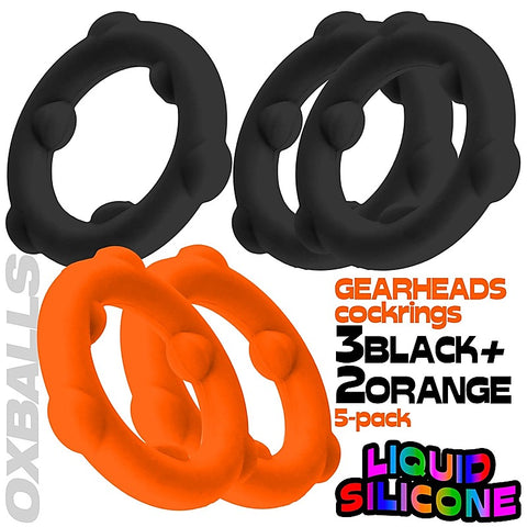 Gearheads 5 Pack Spinner Cock Rings By Oxballs - Cock Ring Sets