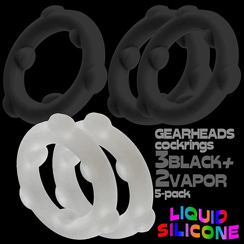 Gearheads 5 Pack Spinner Cock Rings By Oxballs - Cock Ring Sets