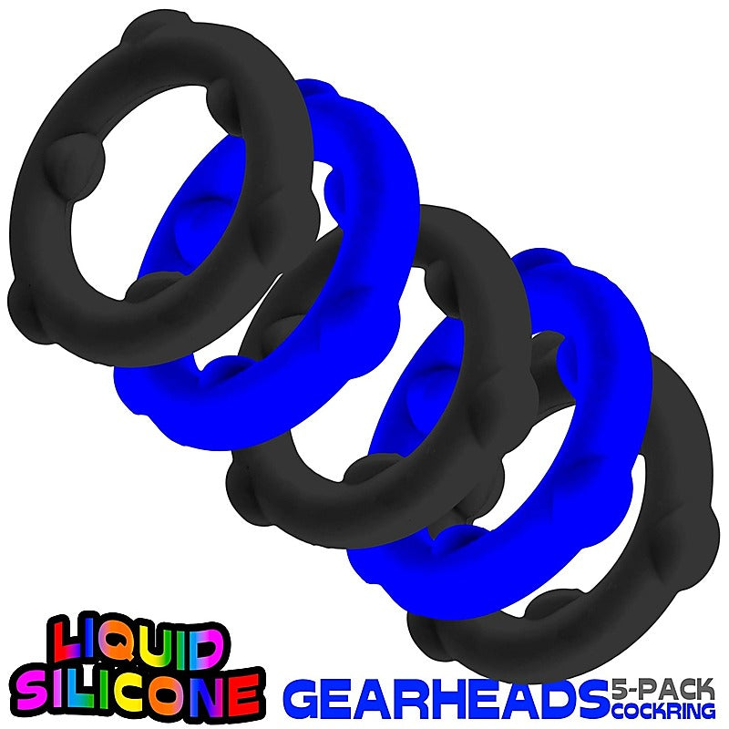 Gearheads 5 Pack Spinner Cock Rings By Oxballs - Cock Ring Sets