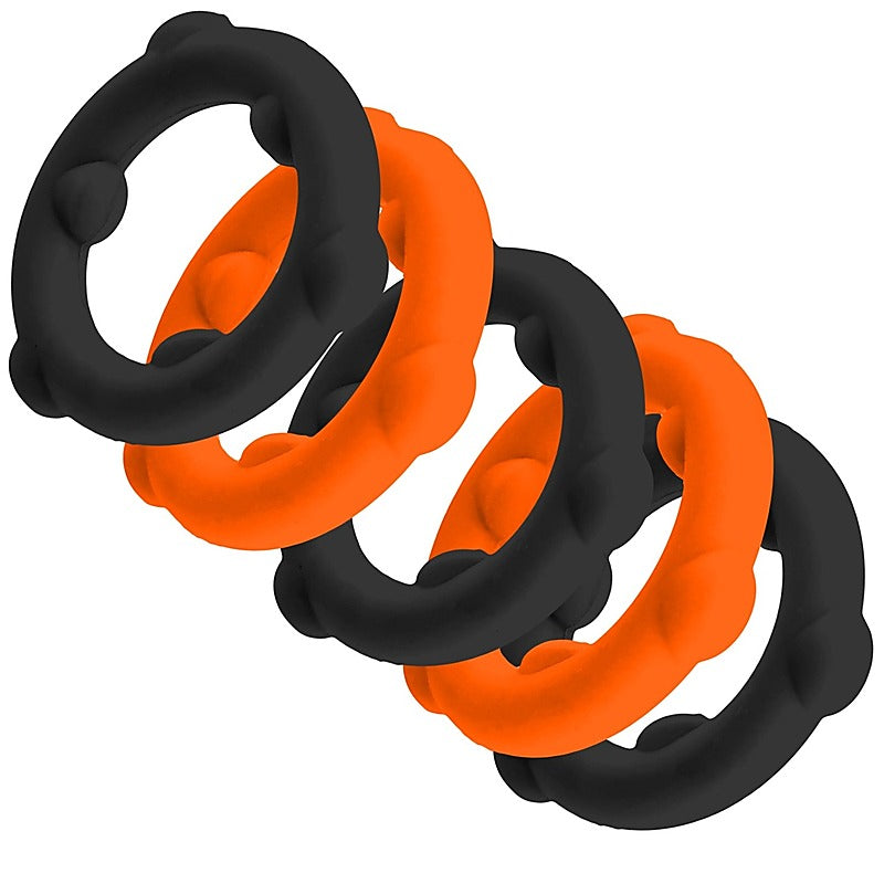 Gearheads 5 Pack Spinner Cock Rings By Oxballs - Cock Ring Sets