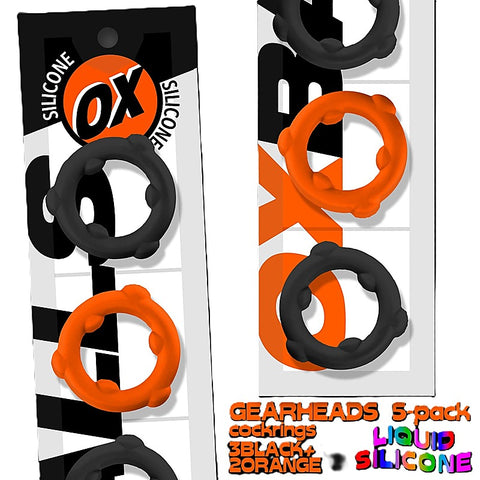 Gearheads 5 Pack Spinner Cock Rings By Oxballs - Cock Ring Sets