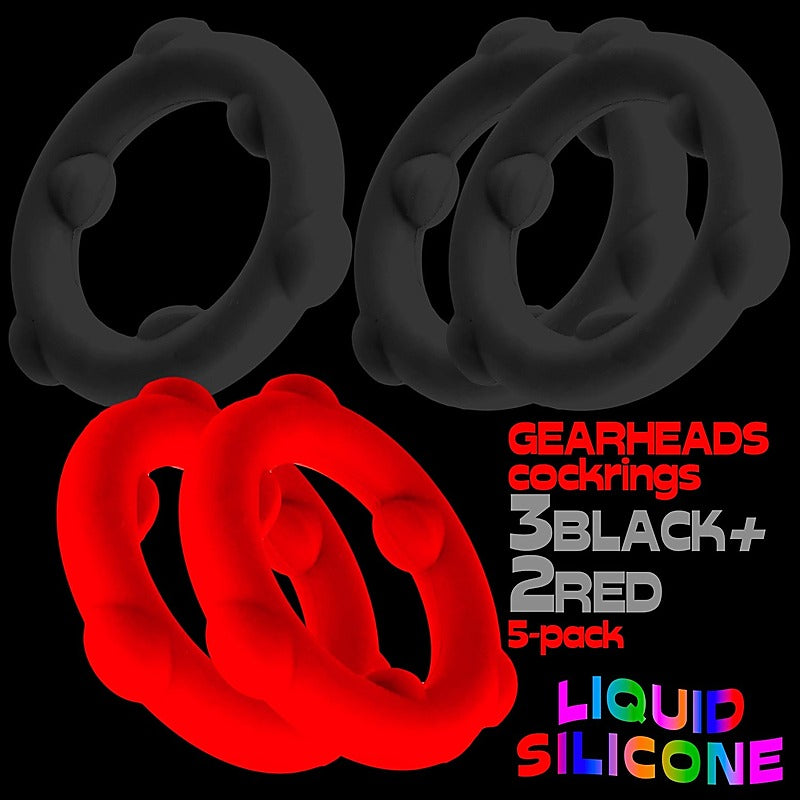 Gearheads 5 Pack Spinner Cock Rings By Oxballs - Cock Ring Sets