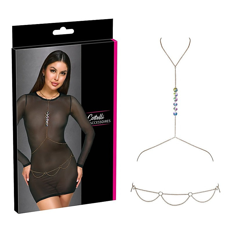 Cottelli Womens Sexy Body Chain Gold By Orion - Her Fetish