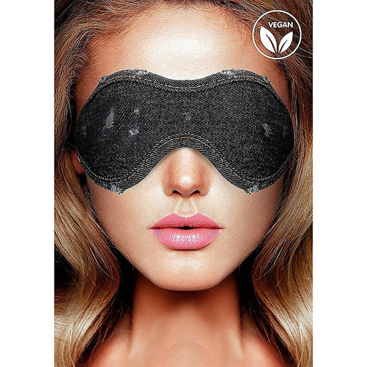 Shots Toys BDSM Play Roughend Denim Style Eye Mask - Masks And Blindfolds