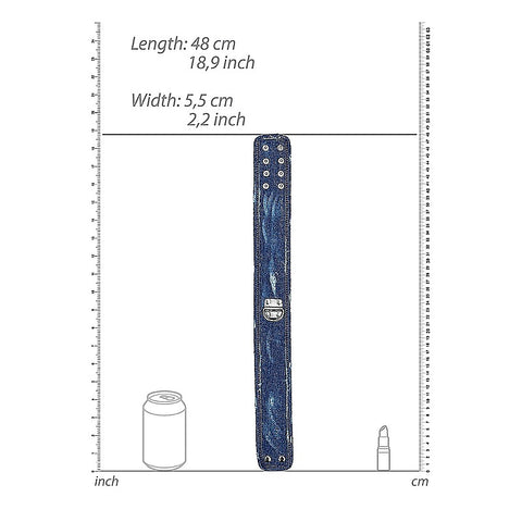 Denim Style Bondage Collar With Leash By Shots Toys - Collars and Leads