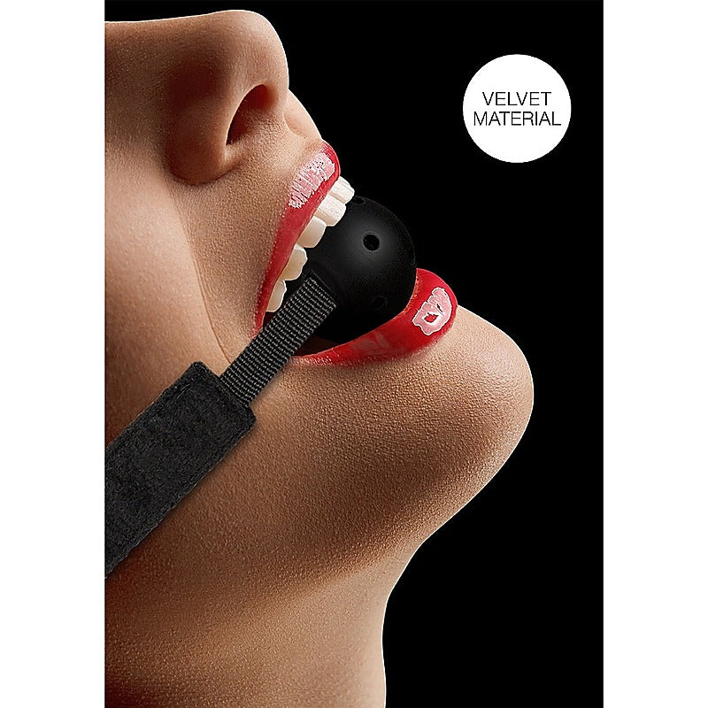 Breathable Ball Gag With Velvet & Velcro Straps - Bondage Gags and Bits