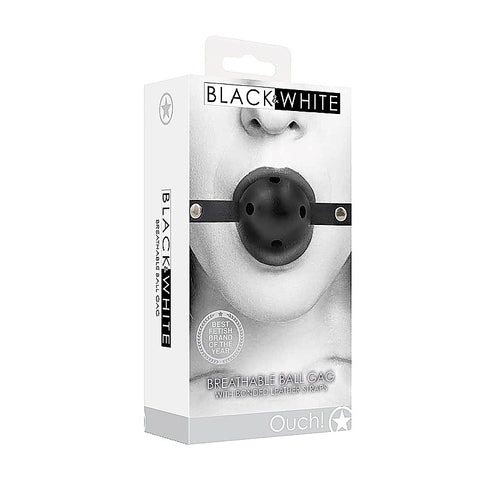 Breathable Bdsm Ball Gag With Bonded Leather Straps - Bondage Gags and Bits