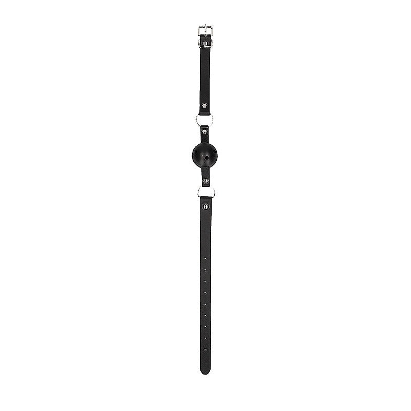 Breathable Bdsm Ball Gag With Bonded Leather Straps - Bondage Gags and Bits